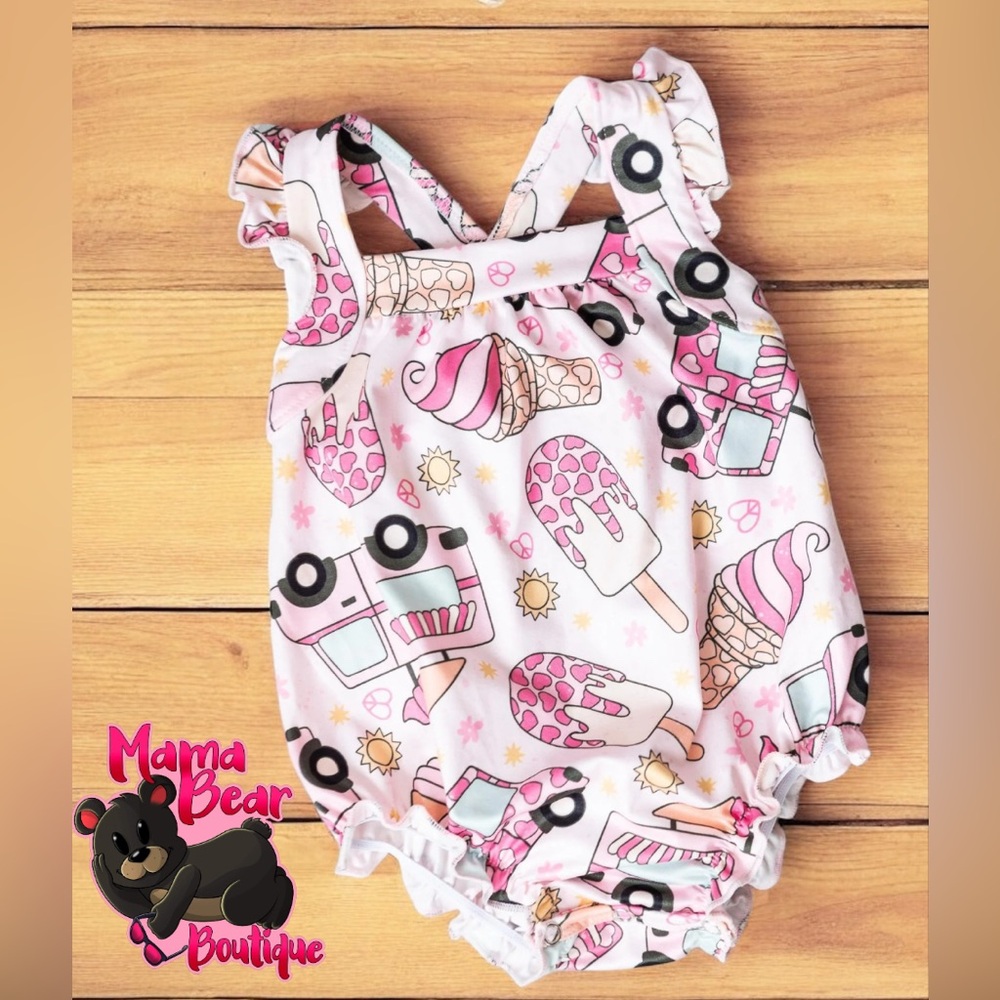 Pink ice cream baby romper